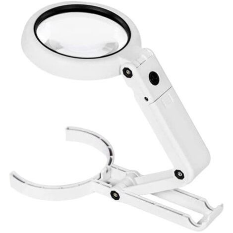 FENOPLASTICALoupe à Main 5 Voies - Support de Table Pliable avec 8 lumières LED - Loupe de Lecture avec Support Pliable - Diamètre : 75 mm (1/5)