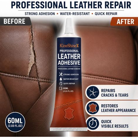 KineShineX Starker Lederreparaturkleber: Wasserdicht, abriebfest und schnell haftend für Lederwaren, Sofas, Schuhe und Taschen. (1/5)