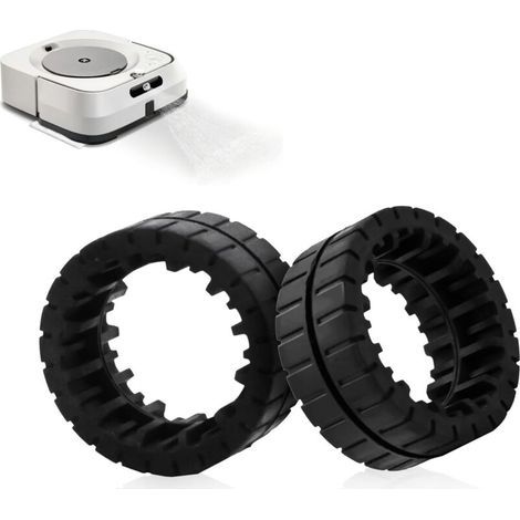 Lot de 2 pneus de rechange antidérapants en caoutchouc résistant à l'usure pour aspirateur iRobot Braava Jet M6 (1/5)
