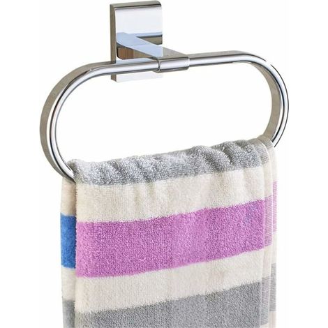 Anneau porte-serviettes ovale Laiton massif Chrome poli Support mural élégant-Ensoleillé (1/4)