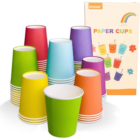 Gobelet carton jetable pour café et jus de fruit 70PCS 250ml, gobelet jetable pour anniversaire et personnalisé, gobelet en papier en 7 couleurs, verre jetable pour boissons chaudes et froides (1/5)