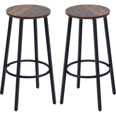 Tabourets de bar industriels métal avec repose-pieds 42x42x65 cm lot de 2