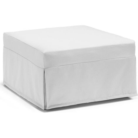 Talamo Italia Letto pieghevole Ancilla, Pouf trasformabile in letto singolo, 100% Made in Italy, Pouf in tessuto da soggiorno, Cm 80x80h45, Bianco, con imballo rinforzato (1/5)
