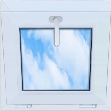 Ventana de PVC blanca de 55x55 cm, abatible, de 550x550 cm, de doble acristalamiento, nueva. (1/5)