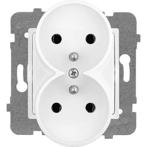 Enchufe doble Z/U blanco rosa - E+PL-57336