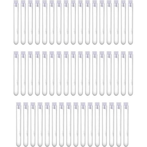 50 pièces Tubes à Essai en Plastique, Tubes à Essai pour Echantillons en Plastique, Tubes Cadeaux avec Bouchons, Tubes à Essai Vides, Tubes à Essai en Plastique Transparent de 25 ml (1/4)