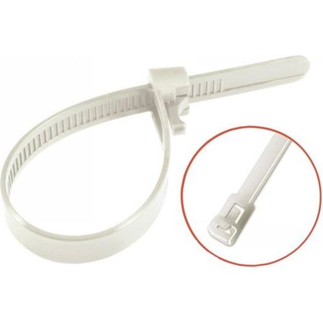 50 Liens Nylon 6.6 Blanc Réouvrable 7.6 x 300 mm - Nylon 6.6 - D-Work (1/2)
