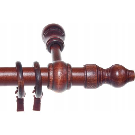Tringle à rideaux simple en bois couleur acajou, 280 cm (combinaison) (1/5)