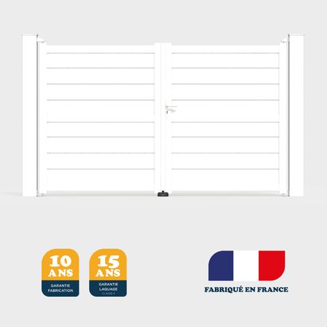 Portail battant prêt à poser ILY Blanc 9016 L306 cm X 177cm en aluminium BELTY (1/4)