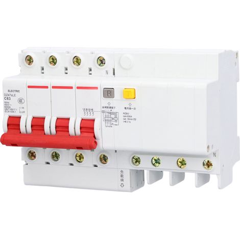 Disjoncteur miniature 4P+N, protection contre les fuites de courant basse tension, 400 V CA, 63 A, DZ47sLE C63