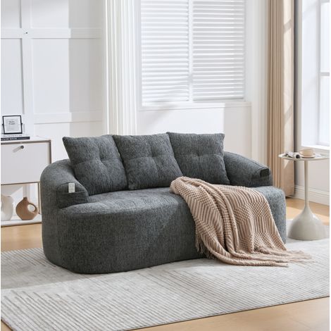 Divano 2 posti 164x92x60 cm grigio in chenille con seduta profonda e cuscini spessi (1/5)