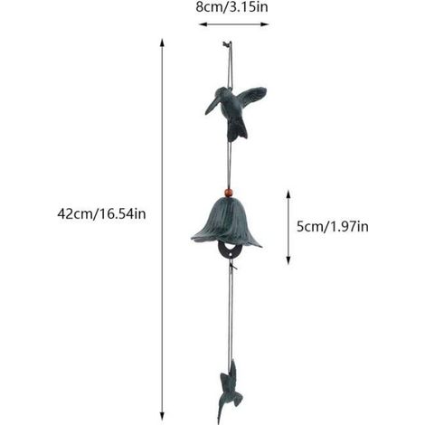 Carillon éolien - - Oiseau en métal - Décoration jardin - Couleur verte - Suspendu (1/5)