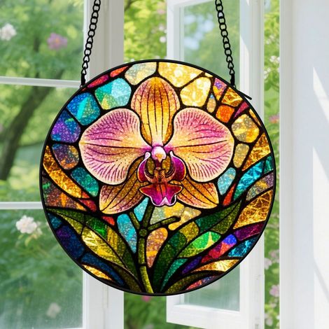 9cm Suspension en Vitrail - Attrape-Soleil Élégant pour Fenêtre, Décoration Maison Unique, Cadeau Anniversaire, Fête des Mères, Noël pour Femme Homme Maman (1/5)