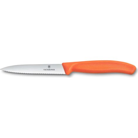Victorinox coltello cm 10 spelucchino New Arancio lama dentata