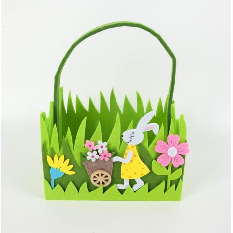 TrendLine Dekokorb Ostern mit Hase Filz 26 x 20 cm grün Aufbewahrungskorb