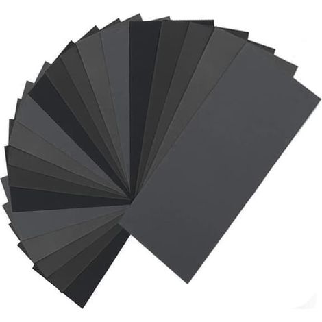 36 feuilles de papier de verre, grain 120 à 3000, pour usage à sec ou à l'eau, 23 x 9 cm, pour le polissage du métal, du bois et des voitures mouillées (36 feuilles) (1/5)