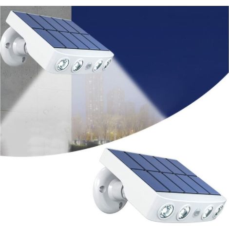 Lampe Solaire Puissante avec Capteur de Mouvement - Étanche, Projecteurs LED pour Jardin, Chemin, Rue (Coquille blanche lumière blanche) (1/5)