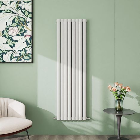 AICA 1600x472mm White Vertical Designer Radiator Single Oval Column Heating UK
