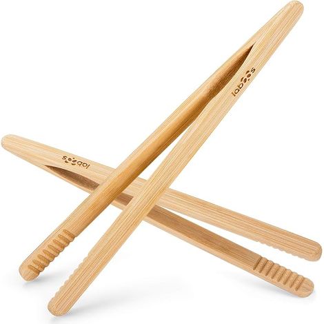 Pince Grille Pain en Bambou – 20,8cm, Pince Bois Naturelle, Pince de Cuisine pour Grille-Pain, Four, Air Fryer – Résistante à la Chaleur (1/4)