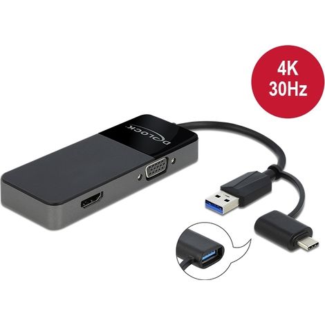 Delock Adaptador USB 3.0 a 4K HDMI + VGA