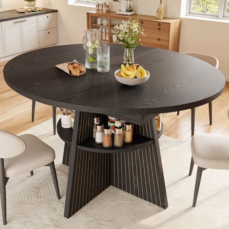 MEUBLIV Tavolo da pranzo allungabile 110-150x110 cm nero con vano aperto per piccoli spazi (1/5)