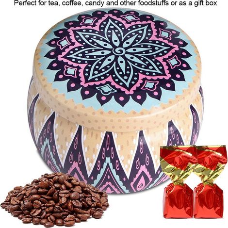 Boîte de rangement en fer-blanc, boîte métallique pour la maison et la cuisine, idéale pour le thé, le café, les bonbons, les bijoux et les cadeaux (C) (1/5)