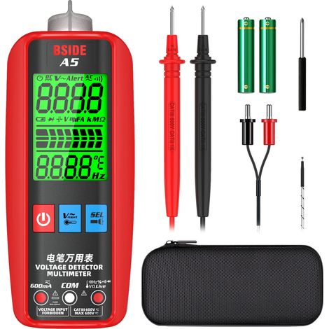 Multimètre numérique intelligent Grand écran 3 résultats Ammètre automatique Testeur de tension/Courant CA CC Mesureur multifonctions Cap Ohm Hz Diode Température Fil sous tension NCV VFC (1/5)