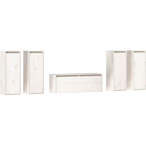 vidaXL Muebles para TV 5 piezas madera maciza de pino blanco (1/2)