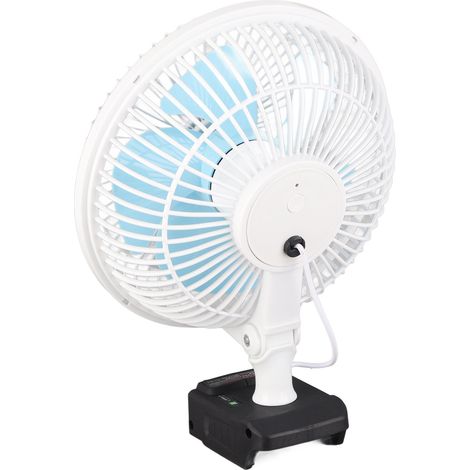 Tischventilator mit 3 Geschwindigkeitsstufen, kabellos, 18V Lithium-Akku, für Camping, Baustellen und Industrie (1/5)