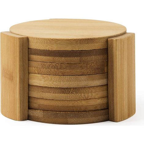 Lot de 6 Sous-verre Bambou, Support Rangement, Diamètre 10cm, Pour Verres Cocktail (1/4)