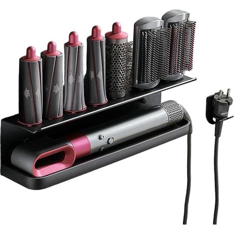 Support de Rangement Remplacement pour, Support de rangement compatible avec Dyson Airwrap Styler avec Adhésif, sans clou ou ou perforé à installer, Noir (1/4)