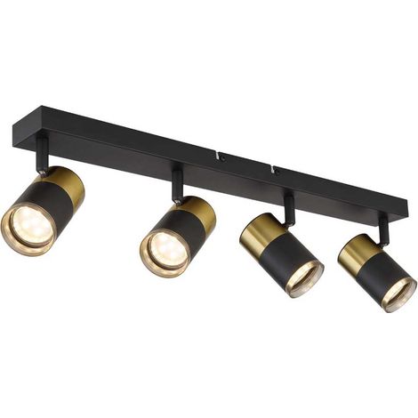 Plafonnier plafonnier noir-cuivre spot en aluminium orientable à 4 lampes (1/5)
