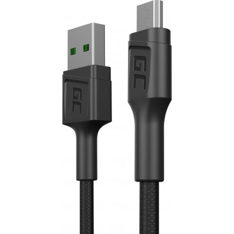 Câble USB Green Cell KABGC23 USB 2.0 0,3 m USB A Micro-USB B Noir (1/4)