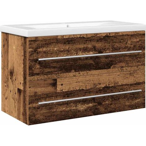 Maison Exclusive - Waschbeckenschrank Wandmontiert 2 pcs Altholz