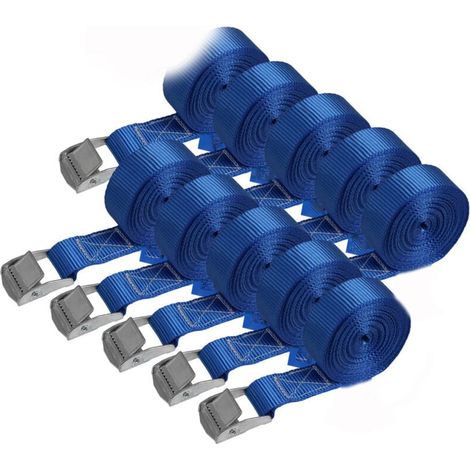 Sangle d'arrimage - Fixation bleue - Charge maximale 100 kg - 10 pièces (2,5 cm x 4 m) (1/5)
