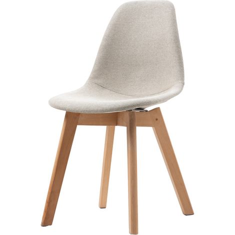 Chaise avec piètement empilable - Assise en tissu Bois/Beige (Lot de 4) - Feros (1/5)