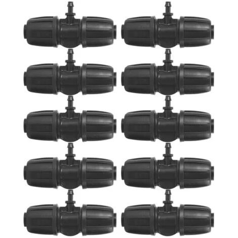 Raccords d'irrigation en 10 pièces, de 16 mm à 4/7", raccords de tuyau d'irrigation goutte à goutte en T barbelé 16PE, de 5/8 pouce (16 mm) à 4/7 (7 mm OD, 4 mm ID) (1/5)