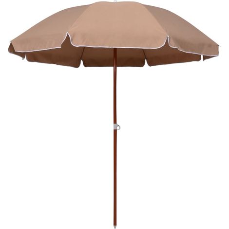 Parasol Rond 230 cm Taupe. Poteau en acier. Raffinement et Ombre Terrasse et Jardin (1/5)