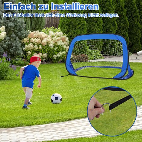 Wolketon Fußballtor 4-in-1 mit Torwand für Kinder Pop-Up Fußballtor Faltbar inkl Tragetasche & Bodennägel 120x80x80cm (1 St.)