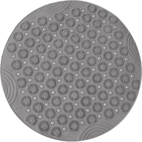 Tapis de bain rond massant, tapis de douche antidérapant avec trous de drainage, 55 x 55 cm, gris (1/5)