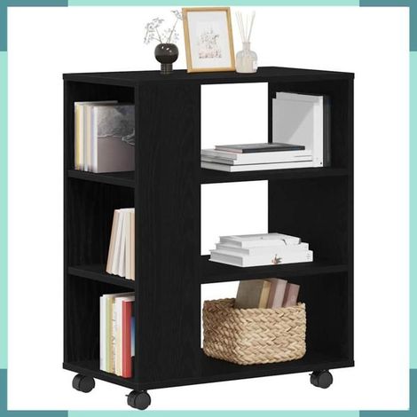 862671 Armoire de rangement avec roue Chêne noir 60 x 35 x 75 cm (1/5)