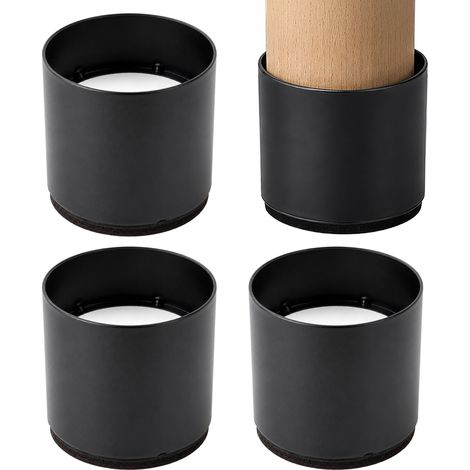 Relaxdays Rehausseurs meuble, lot 4, ronds, H x D : 4,6 x 6 cm, acier carbone, adhésif, feutre, 500 kg, noir