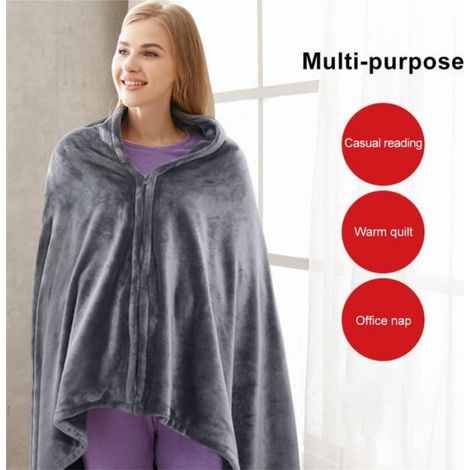 Couverture polaire thermique chauffante électrique USB portable, châle chauffante électrique lavable, couette en peluche unisexe (1/3)
