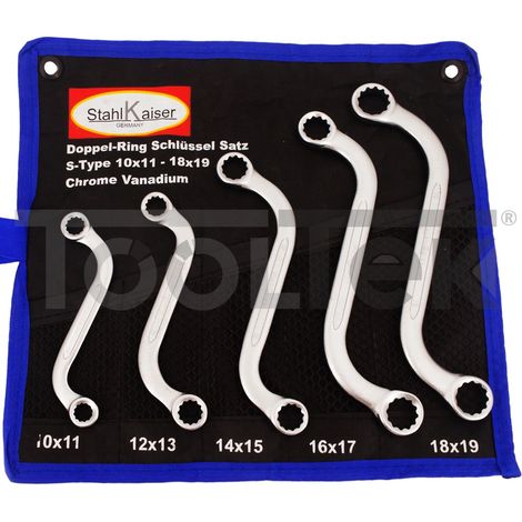 SET KIT 5pz CHIAVI POLIGONALI DOPPIE SPECIALI A "S" 10X11 - 18X19mm