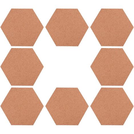 Lot de 8 tableaux muraux hexagonaux adhésifs en liège, avec photos, affichage et messages. Accessoires de décoration murale pour la maison et le bureau (Li)-20X17.5CM-Brown