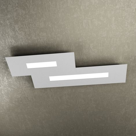 Plafoniera Moderna Rett. 2 Moduli Wally Metallo Grigio 2 Luci 2G11 71Cm (1/3)