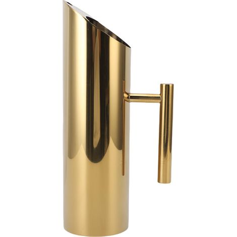 Wasserkaraffe aus Edelstahl 304, 1,5 l, modernes Design, mit Griff, Behälter für heiße und kalte Getränke, Tee, Kaffee, Saft, goldfarben.