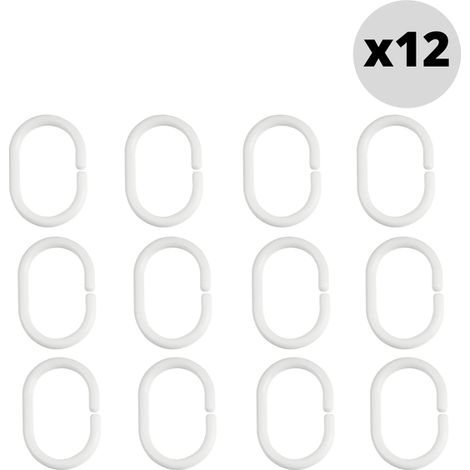 Juego de 12 anillas para cortina de ducha blancas C-MINOR Spirella (1/5)