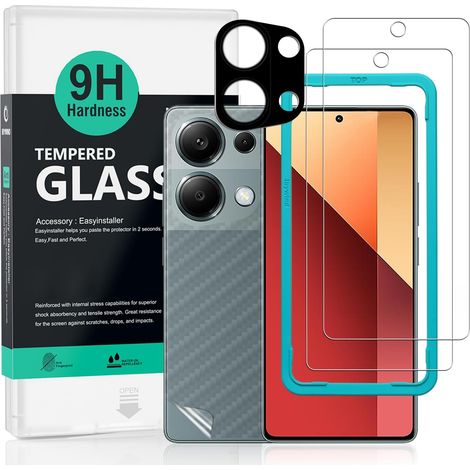 pour Xiaomi Redmi Note 13 Pro 4G Verre Trempé 6.67",2 Pièces 9H Dureté Protection écran,avec 1 Pièce Protection Caméra,1 Pièce Film Arrière,Facile à installer (1/5)