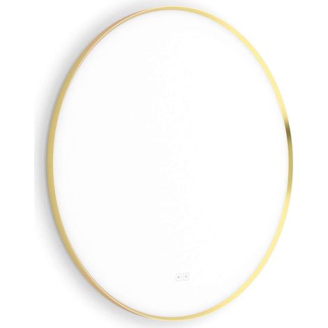 Nimco - Espejo con iluminación LED, diámetro 80 cm, dos sensores táctiles, oro cepillado ZPZ 61002RVX-Z (1/5)
